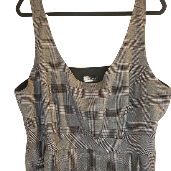 Elementz Women's Dress 2x Babydoll Mini Black White Red Plaid Academia Paisley - Picture 2 of 15